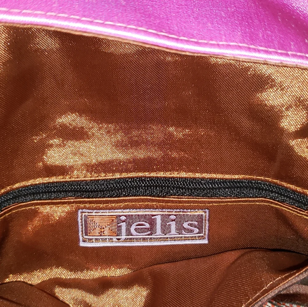 Jelis embroidered Pink And Brown clutch